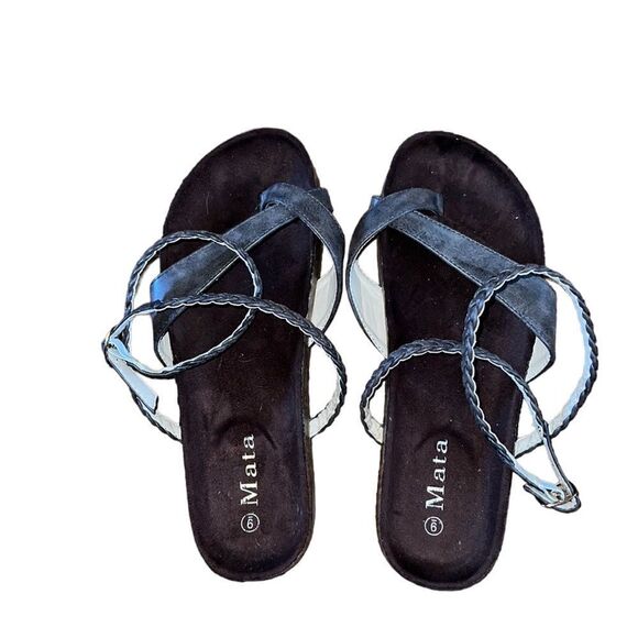 Mata Brown Faux Leather Strappy Sandals Size 9 - Picture 2 of 6